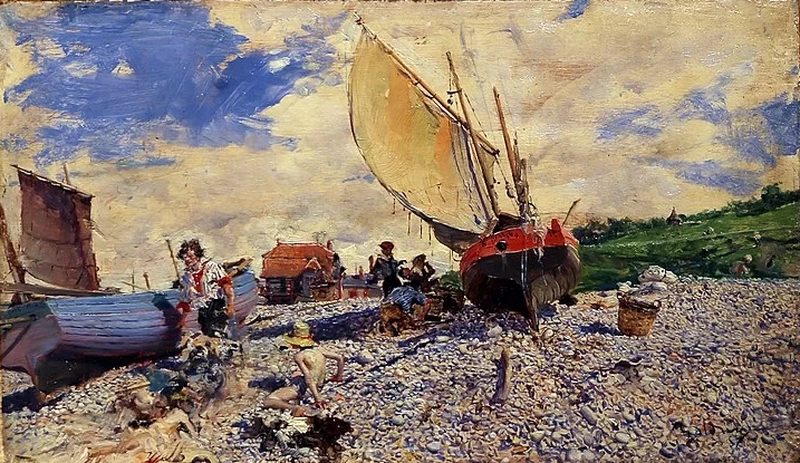 La spiaggia di Étretat, 1876